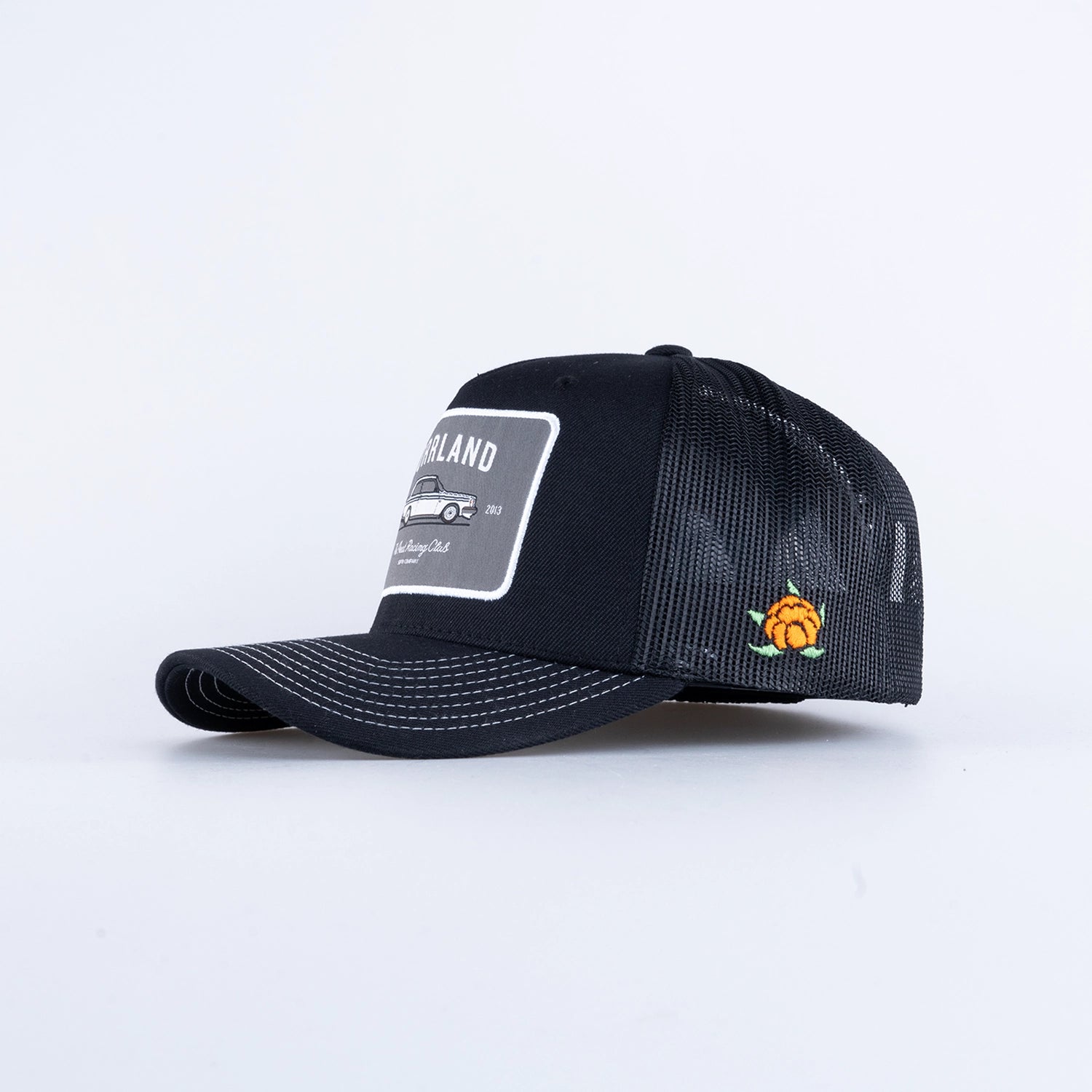 RACING TRUCKER KEPS - HOOKED BLACK/WHITE