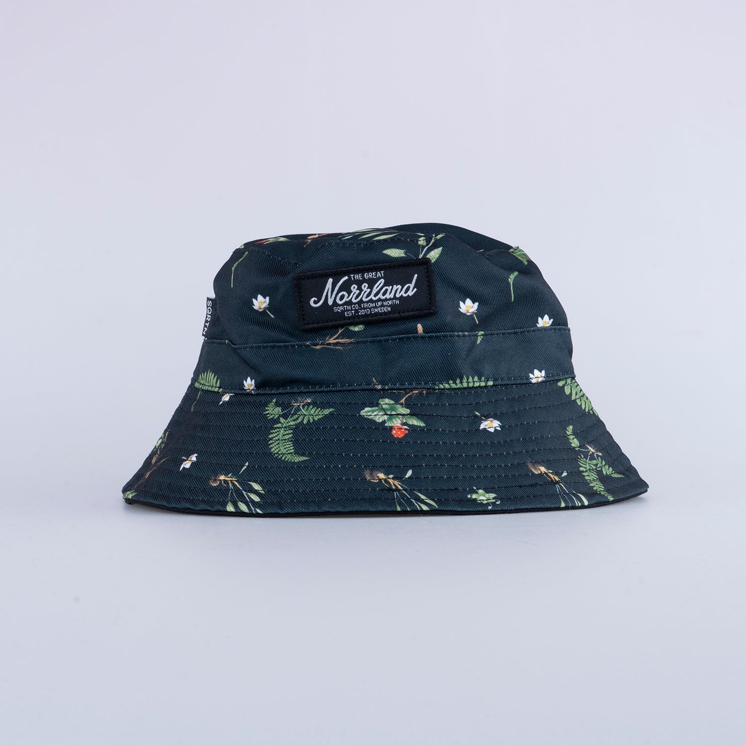 KIDS BUCKET HAT PLANTS - BLACK REVERSIBLE