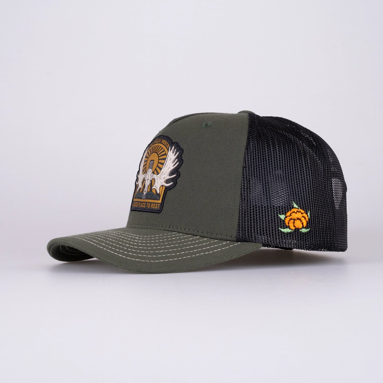 ÄLGHORN TRUCKER KEPS - OLIVE