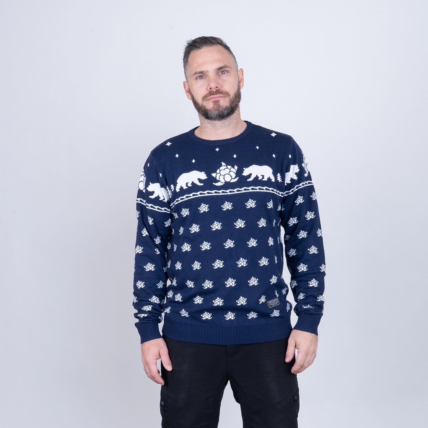 BEAR KNITTED CREWNECK - DARK NAVY