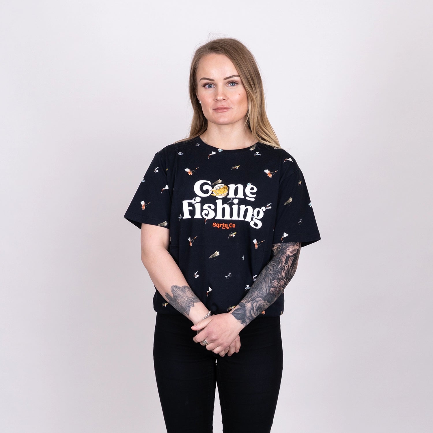 GONE FISHING T-SHIRT - DRYFLY BLACK