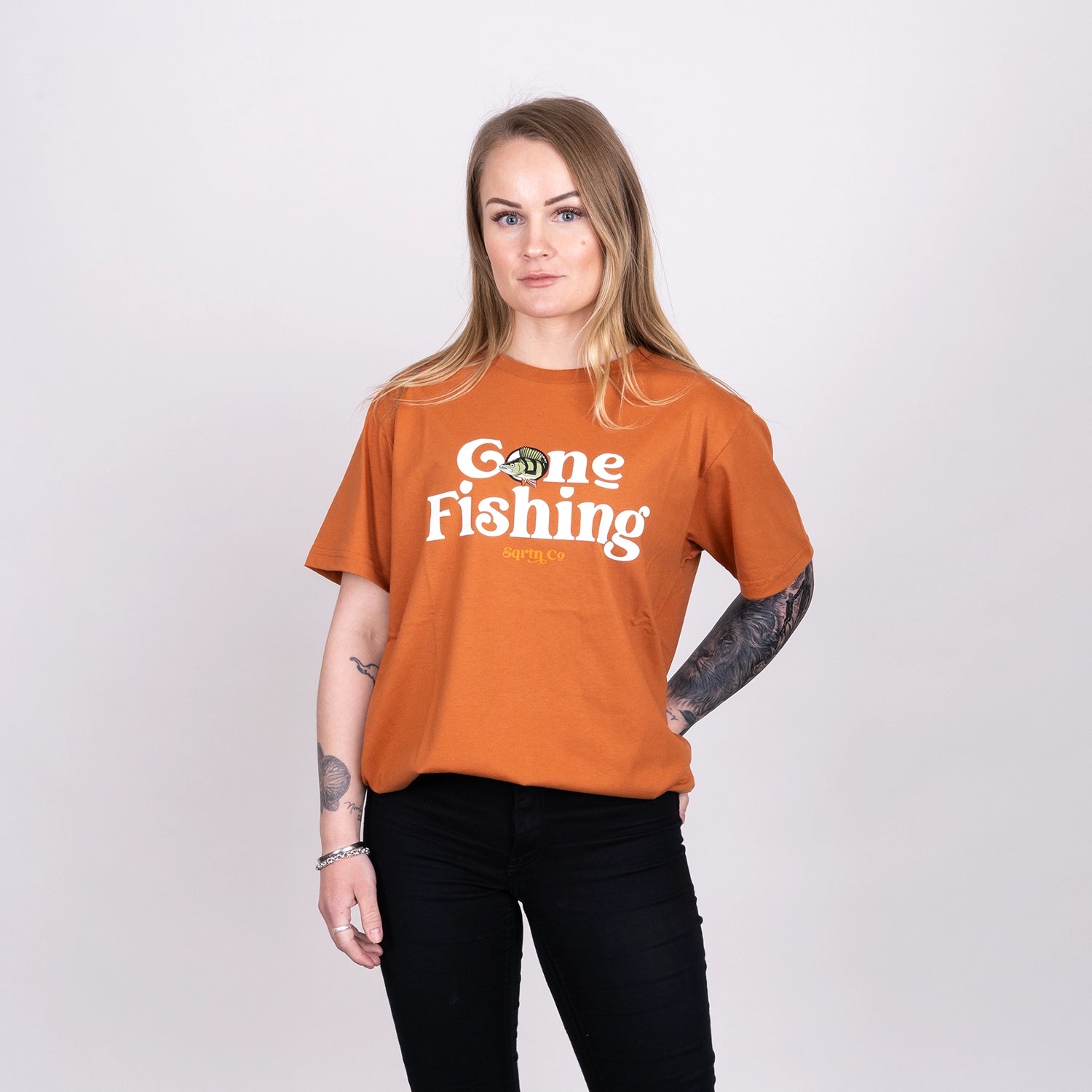GONE FISHING T-SHIRT - UMBER
